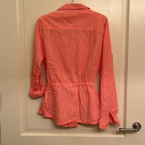 EUC Columbia Camp Henry Tie Waist Athleisure Coral/Orange Button Down Shirt M - Picture 2 of 7